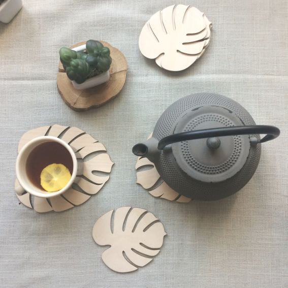 Podkładki pod kubek liść monstera.
