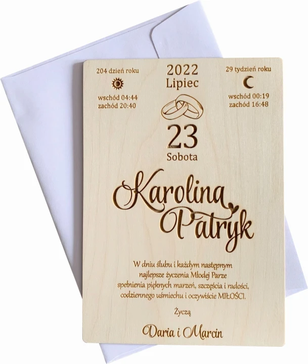 personalizowane życzenia ślub kartka z kalendarza