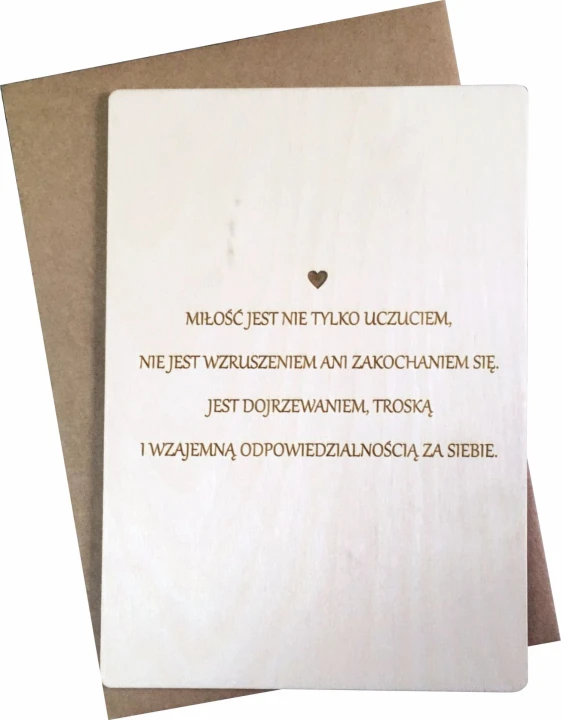 dwustronna kartka drewniana na ślub z personalizacją
