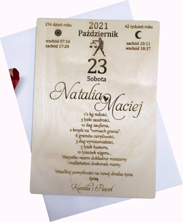 kartka z kalendarza ślub przepis na miłość