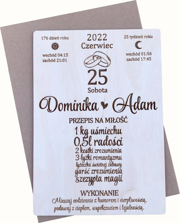 kartka z kalendarza ślub przepis na miłość