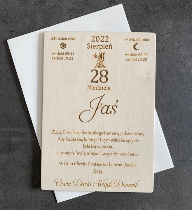 kartka z życzeniami na chrzest personalizowana kartka z kalendarza