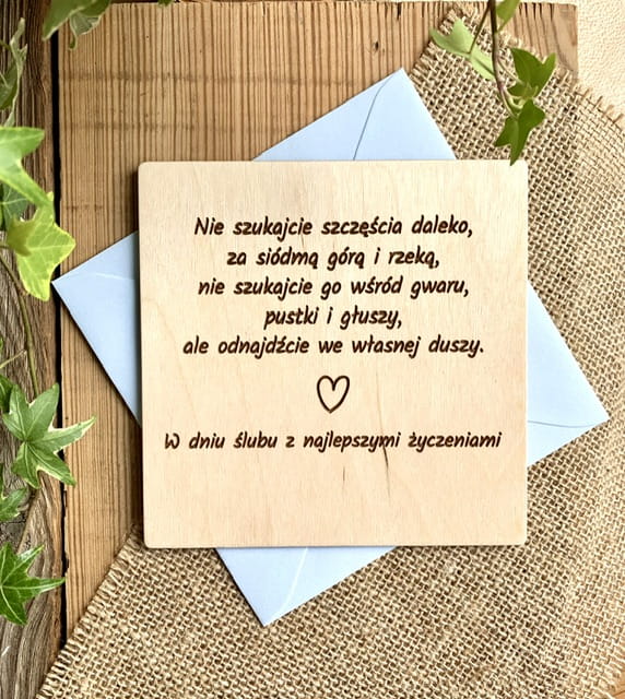 Kartka ślubna z życzeniami hand made