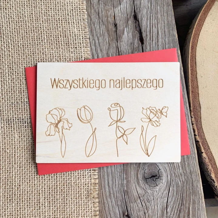 wszystkiego najlepszego pocztówka urodzinowa grawerowana