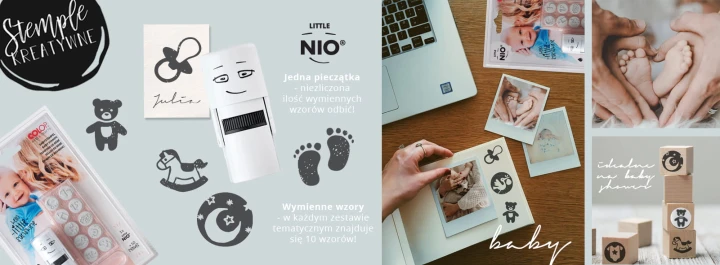 zestaw pieczątek kreatywnych nio witaj na świecie