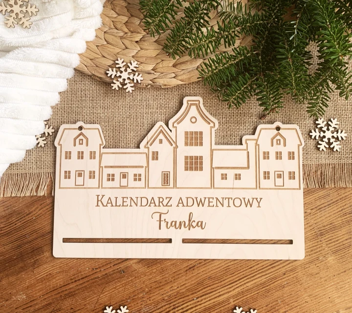 baza drewniana do kalendarza adwentowego kamieniczki
