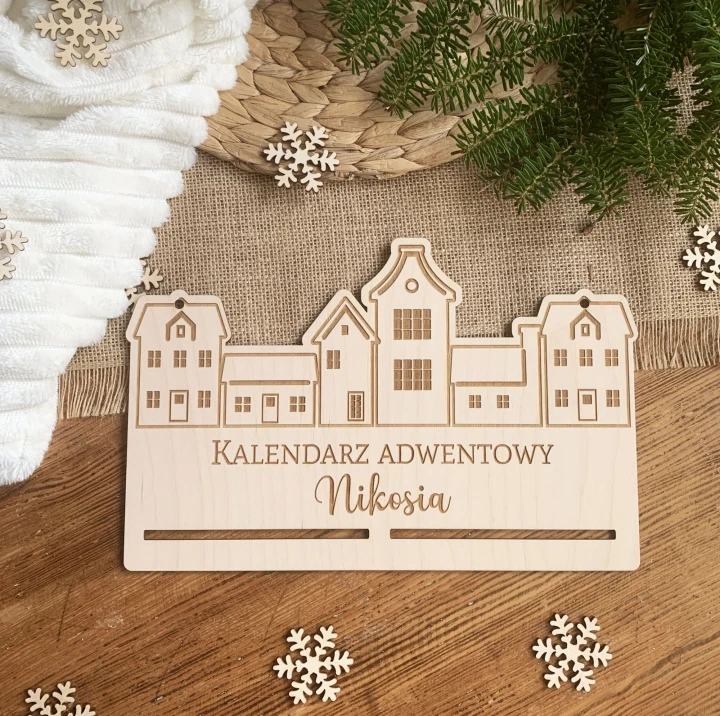 baza drewniana do kalendarza adwentowego kamieniczki