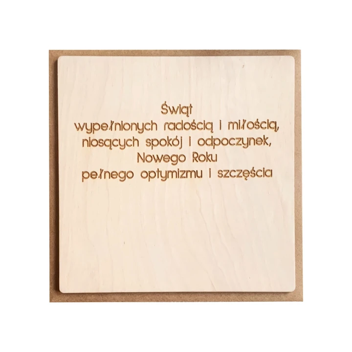 życzenia świąteczne na drewnianej kartce