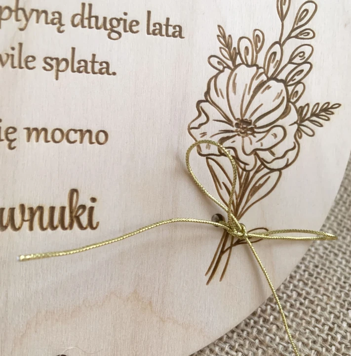 dekor zawieszka babcia dziadek kółko grawerowany bukiet