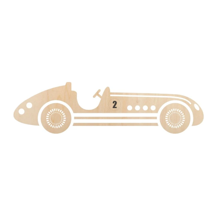 drewniane auto retro wyścigowe z nr 2