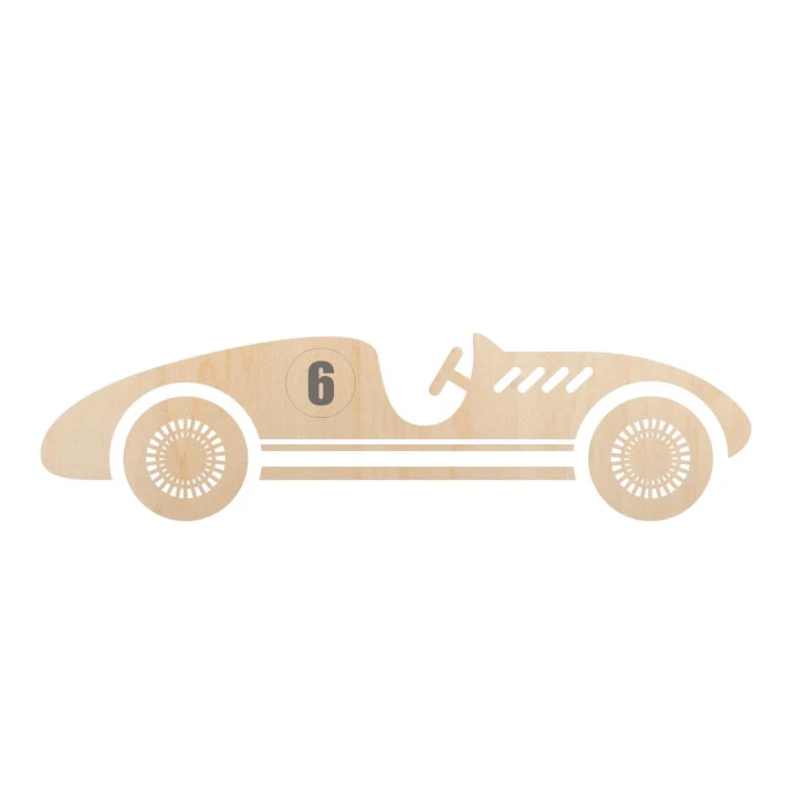drewniane auto wyścigowe retro z nr 6