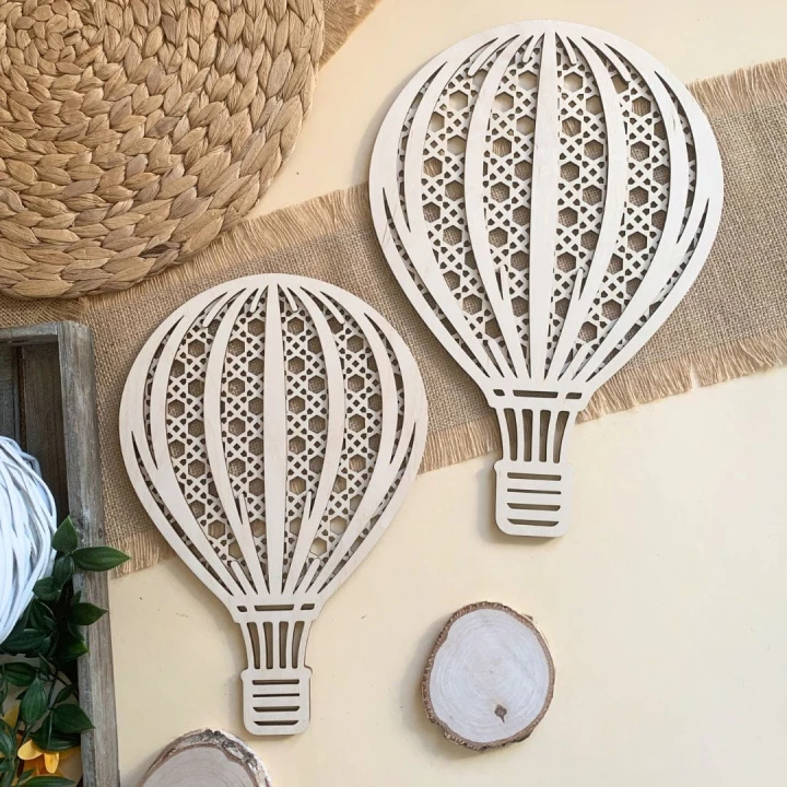 drewniany balon 3D rattan, dekoracja na ścianę do pokoju dziecka