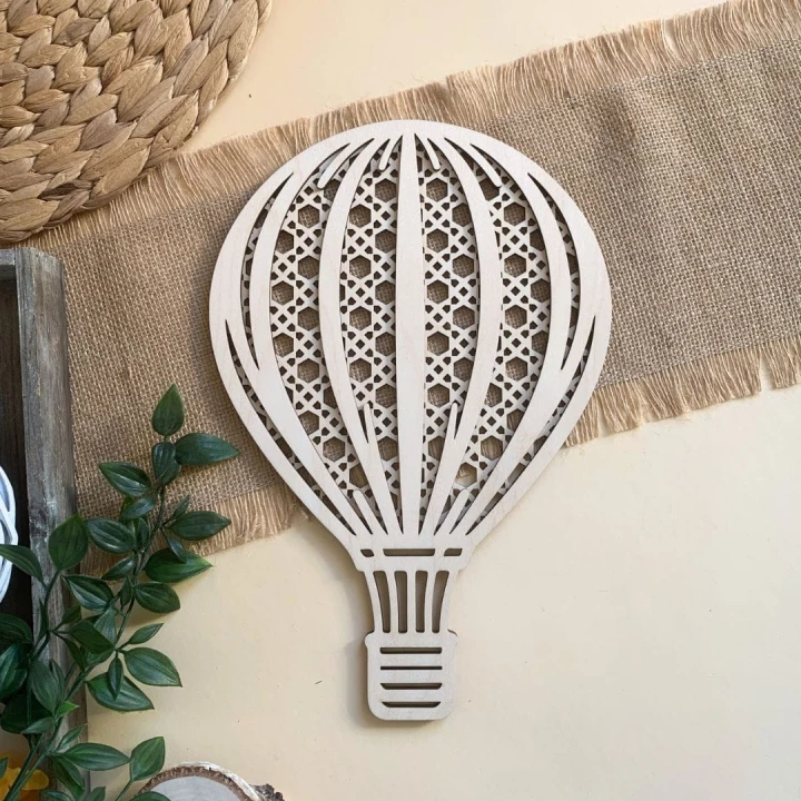 drewniany balon 3D rattan, dekoracja na ścianę do pokoju dziecka