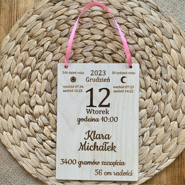 metryczka drewniana kartka z kalendarza