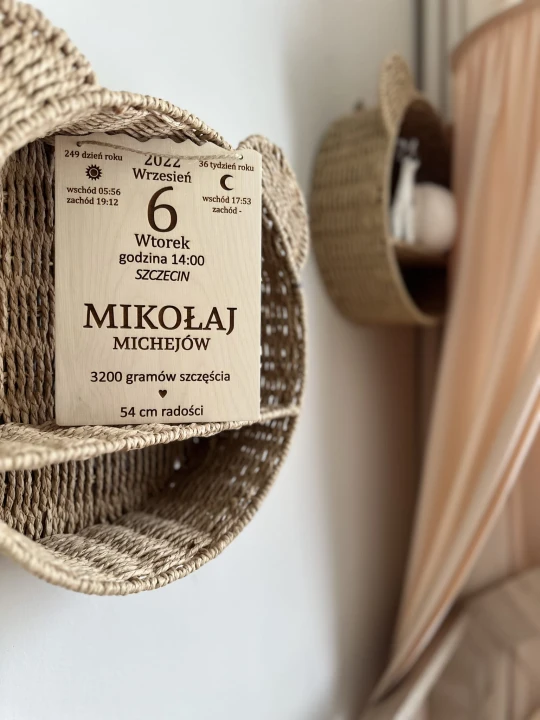 metryczka drewniana kartka z kalendarza m.likemon