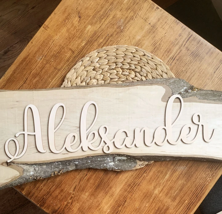 drewniane imię na ścianę Aleksander