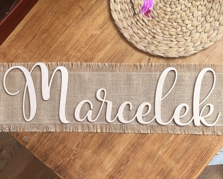 drewniane imię ze sklejki na ścianę Marcelek