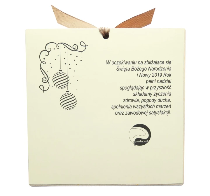 Biznesowe życzenia bożonarodzeniowe na drewnie.