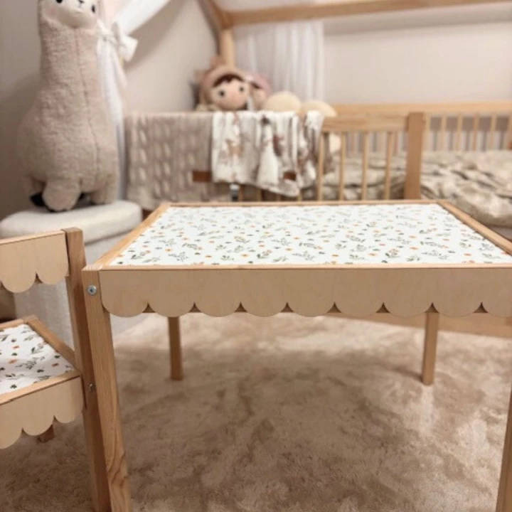 drewniane falbanki do stolika latt z ikea