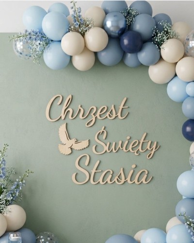 napis drewniany na ścianę Chrzest Święty Stasia