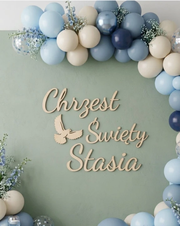 napis drewniany na ścianę Chrzest Święty Stasia