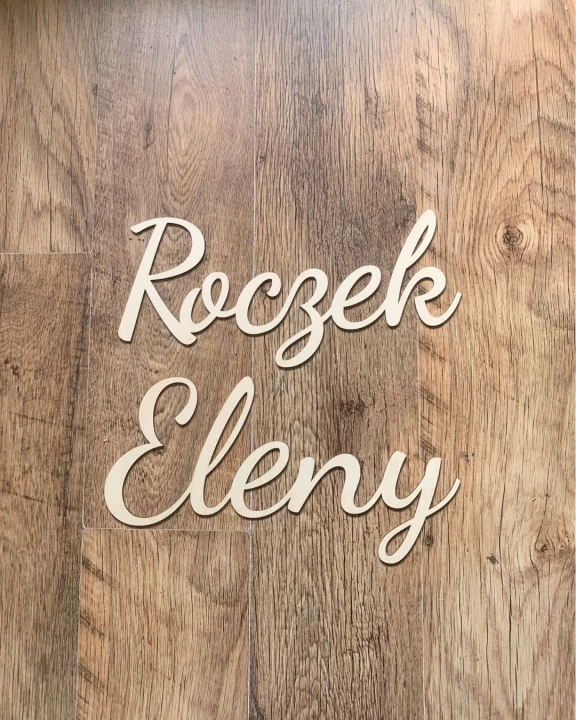 dekoracja ścienna na roczek drewniany napis Roczek Eleny