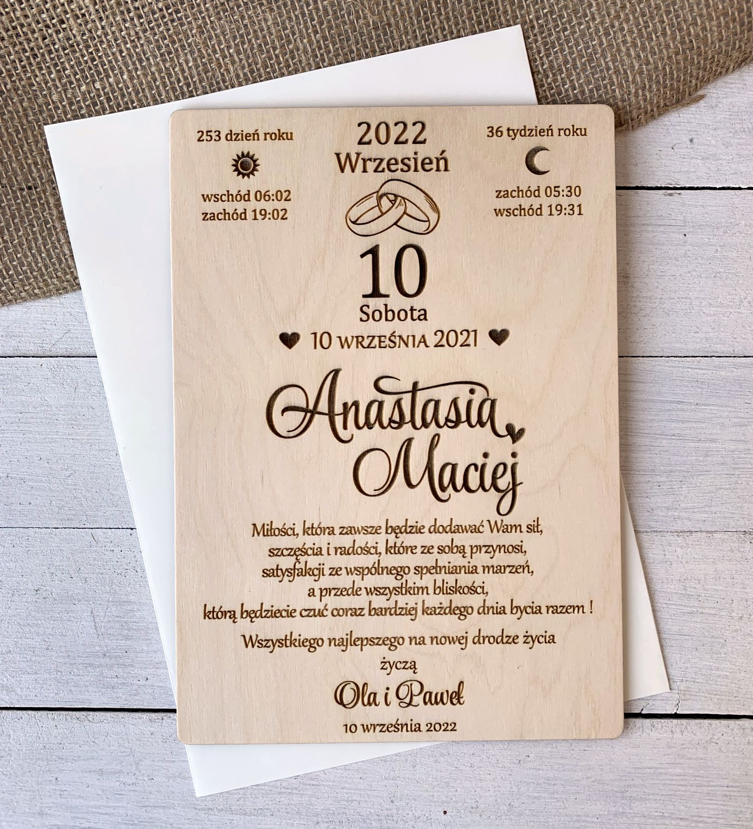 cytaty o miłości drewniana kartka z kalendarza na ślub