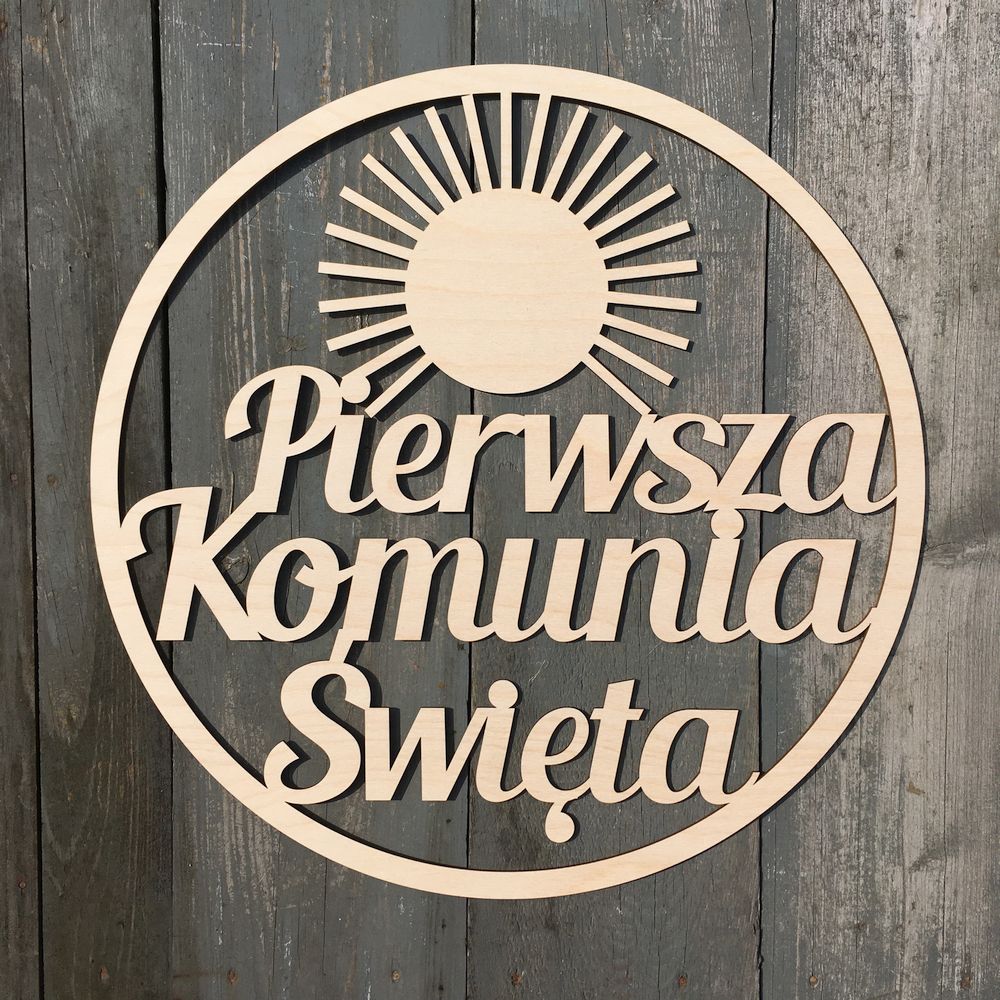 dekoracja na komunię do zawieszenia na ścianę napis w kole